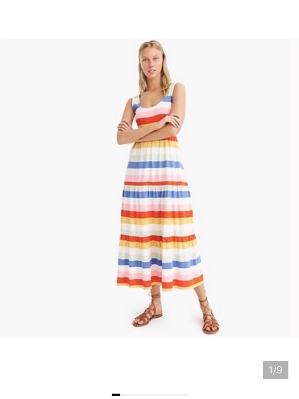 JCrew Sleeveless Multicolor Stripe Tiered Maxi Dress Small NWT